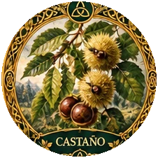 Ilustración botánica de Castaño