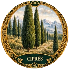 Ilustración botánica de Ciprés