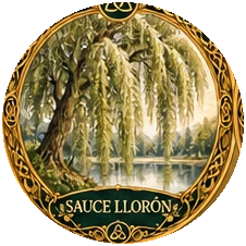 Ilustración botánica de Sauce Llorón